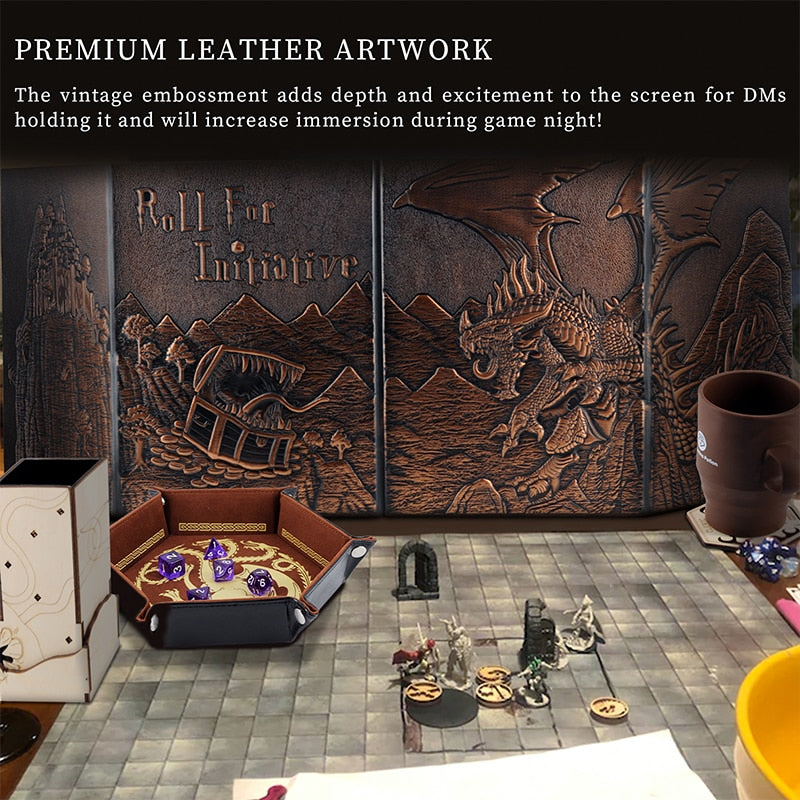 Dungeon Master Screen Faux Leather Embossed Dragon