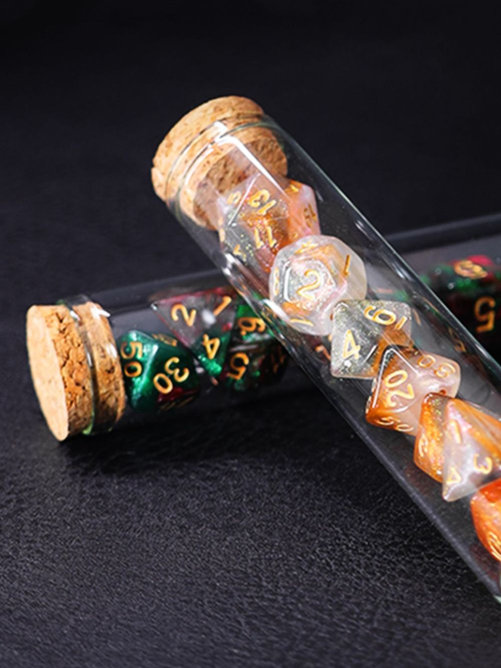 Mythology Based Dice Set 7Pcs/Set RPG in a Potion Flask