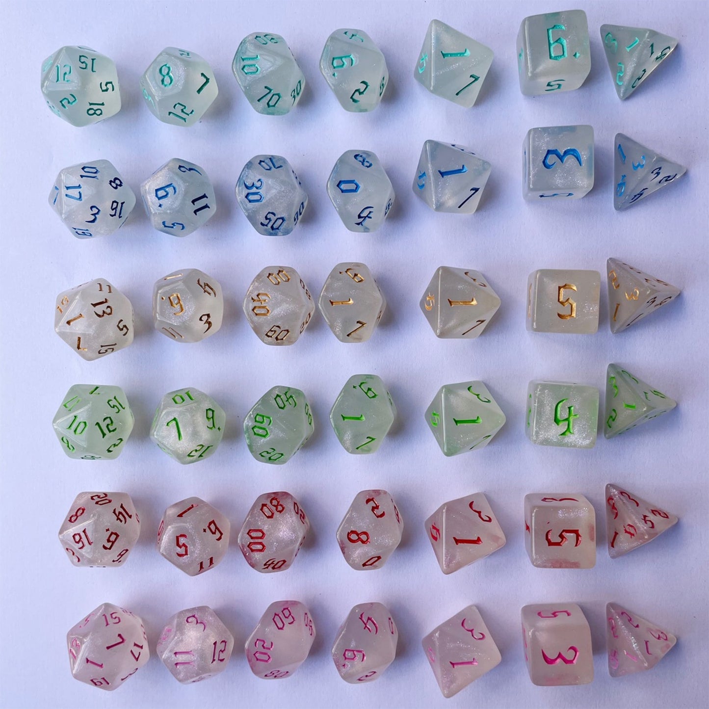 7 Piece Double-Colors Polyhedral Dices with Pouch Set