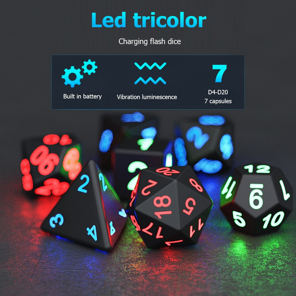 7 Piece Tri-Color LED DND Dice Set