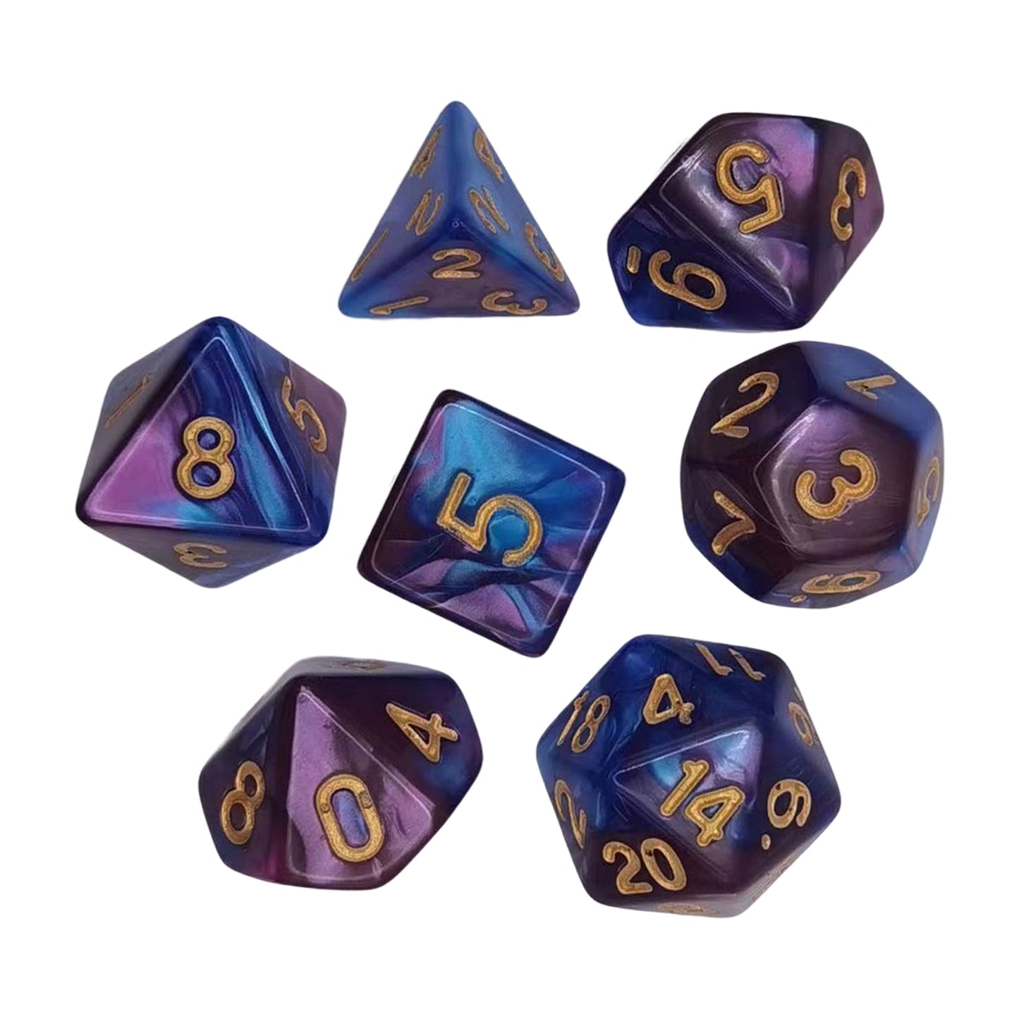 7 Piece Double-Colors Polyhedral Dices with Pouch Set